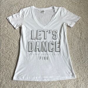 PINK Victoria's Secret White Tee with Gray Print